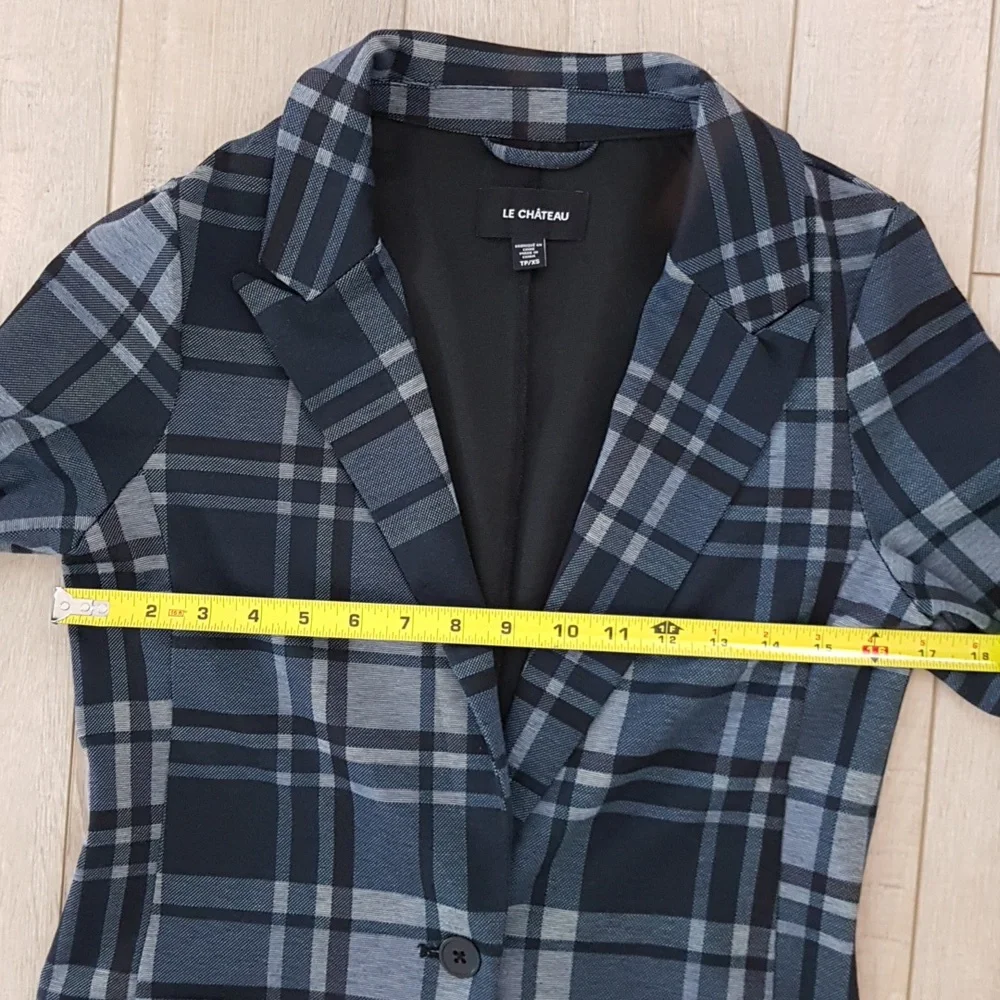 Le Château Longer Length Plaid Blue Blazer - Picture 5 of 7